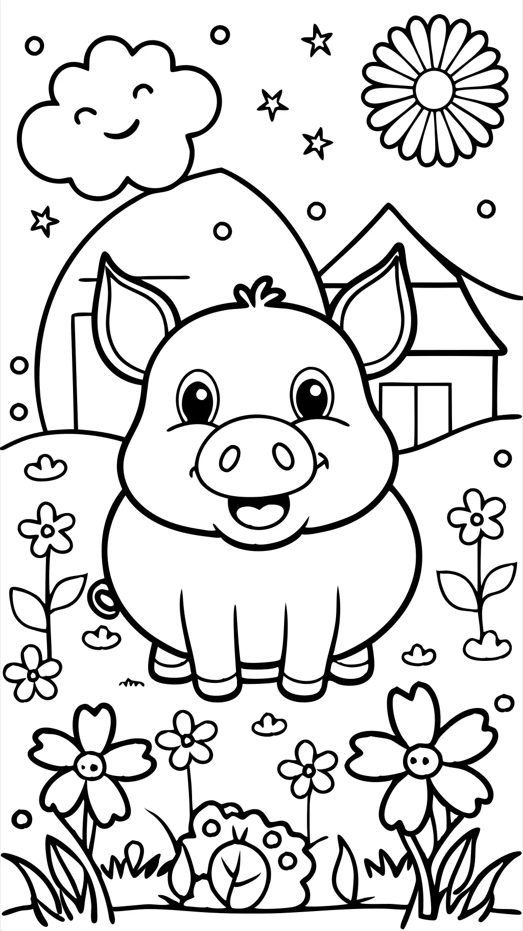 coloriage de cochon mignon